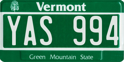 VT license plate YAS994