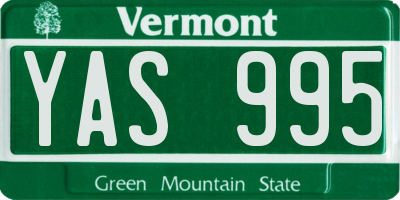 VT license plate YAS995