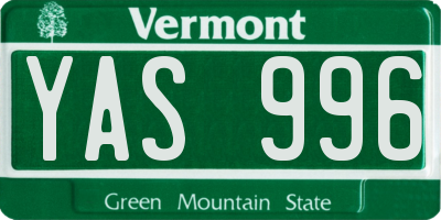 VT license plate YAS996