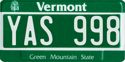 VT license plate YAS998