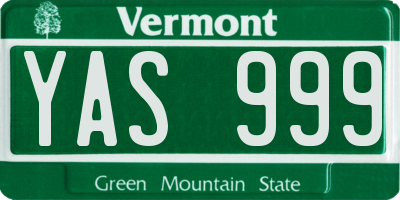VT license plate YAS999