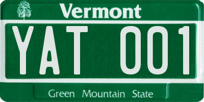 VT license plate YAT001