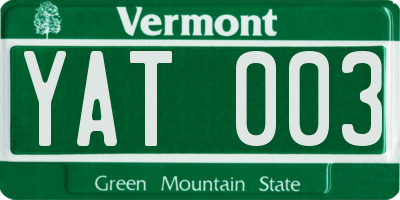 VT license plate YAT003