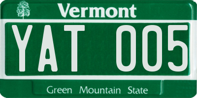 VT license plate YAT005