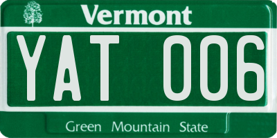 VT license plate YAT006