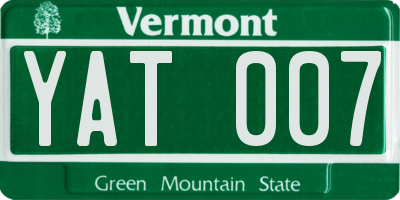 VT license plate YAT007