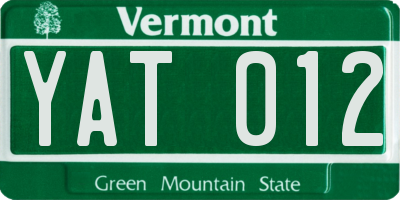 VT license plate YAT012