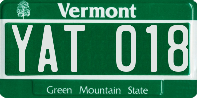 VT license plate YAT018