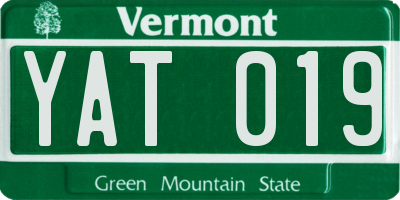 VT license plate YAT019