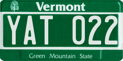VT license plate YAT022