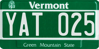 VT license plate YAT025