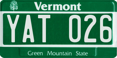 VT license plate YAT026