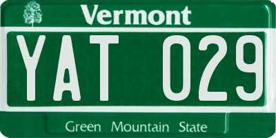 VT license plate YAT029