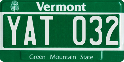 VT license plate YAT032