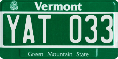 VT license plate YAT033