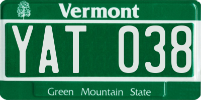 VT license plate YAT038