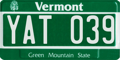 VT license plate YAT039