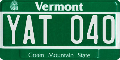 VT license plate YAT040
