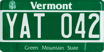 VT license plate YAT042