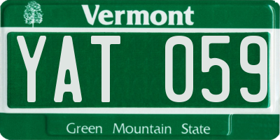 VT license plate YAT059