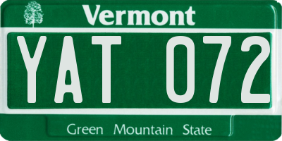 VT license plate YAT072