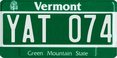 VT license plate YAT074