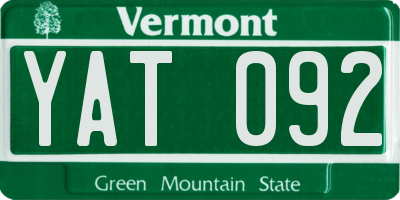 VT license plate YAT092