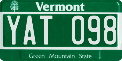 VT license plate YAT098