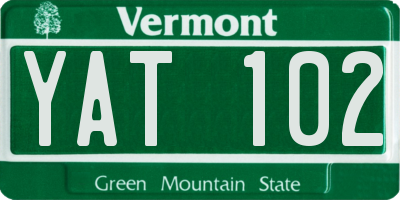 VT license plate YAT102