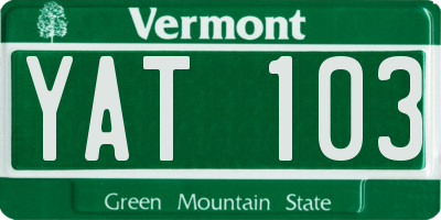 VT license plate YAT103