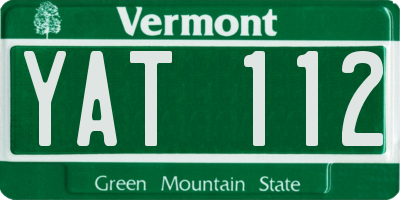VT license plate YAT112