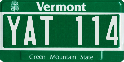 VT license plate YAT114