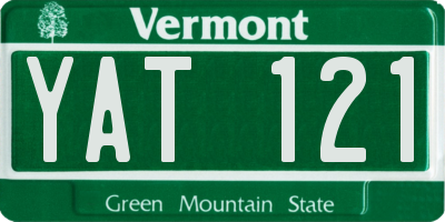 VT license plate YAT121