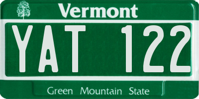 VT license plate YAT122