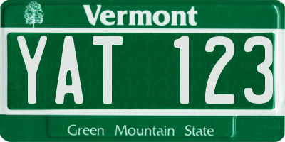 VT license plate YAT123