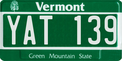 VT license plate YAT139