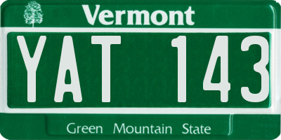 VT license plate YAT143