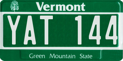 VT license plate YAT144