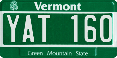 VT license plate YAT160