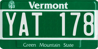 VT license plate YAT178