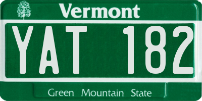 VT license plate YAT182