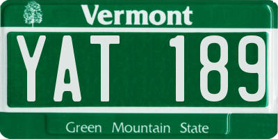 VT license plate YAT189