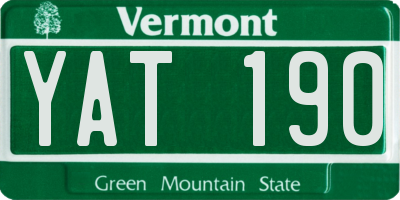 VT license plate YAT190