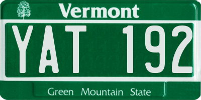 VT license plate YAT192