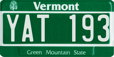 VT license plate YAT193