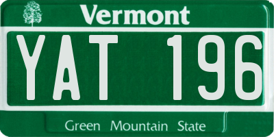 VT license plate YAT196