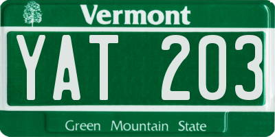 VT license plate YAT203