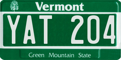 VT license plate YAT204