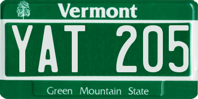 VT license plate YAT205