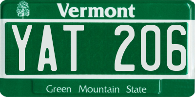 VT license plate YAT206
